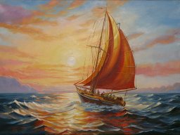 Картина маслом пейзаж парусник море