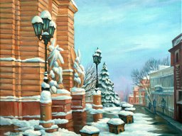 Оперный театр зимой (живопись маслом)